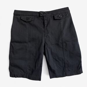 Athleta Black Stretch Bermuda Shorts Button Tab Waist Performance Fit Size 8